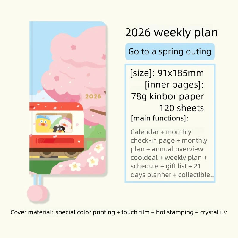 Kinbor 2026 Pocket Weekly Planner – Pocket Size Schedule Notebook Week Plan Notepad for Daily Writing