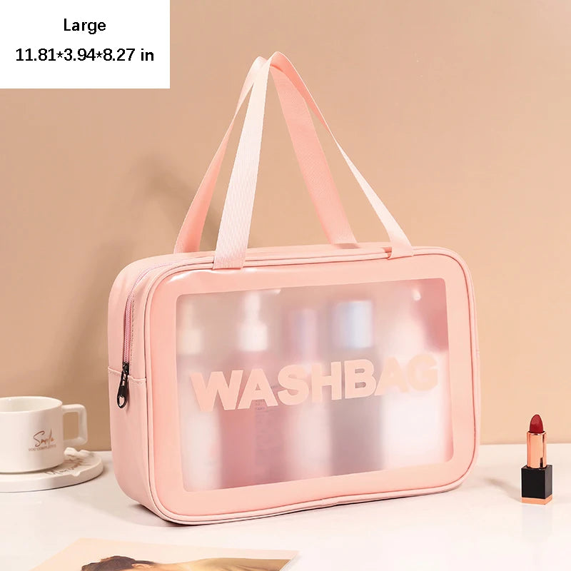 Portable Toiletry Bags with Handle | Translucent Waterproof Travel Makeup Bag for Women | Large Capacity Cosmetic Bag