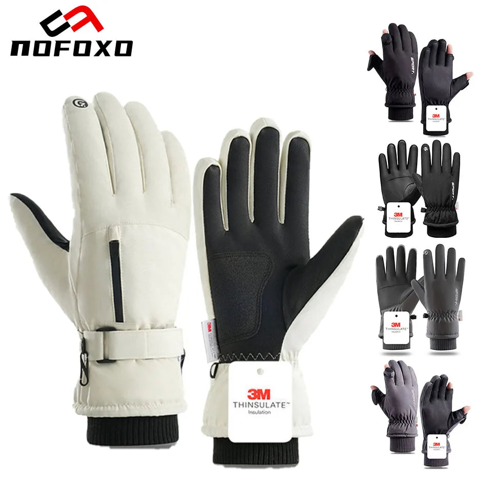 NOFOXO Winter Thermal Ski Gloves – Waterproof Touchscreen Outdoor Sports Gloves for Men & Women, Cycling Fishing Running