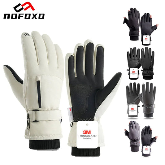 NOFOXO Winter Thermal Ski Gloves – Waterproof Touchscreen Outdoor Sports Gloves for Men & Women, Cycling Fishing Running