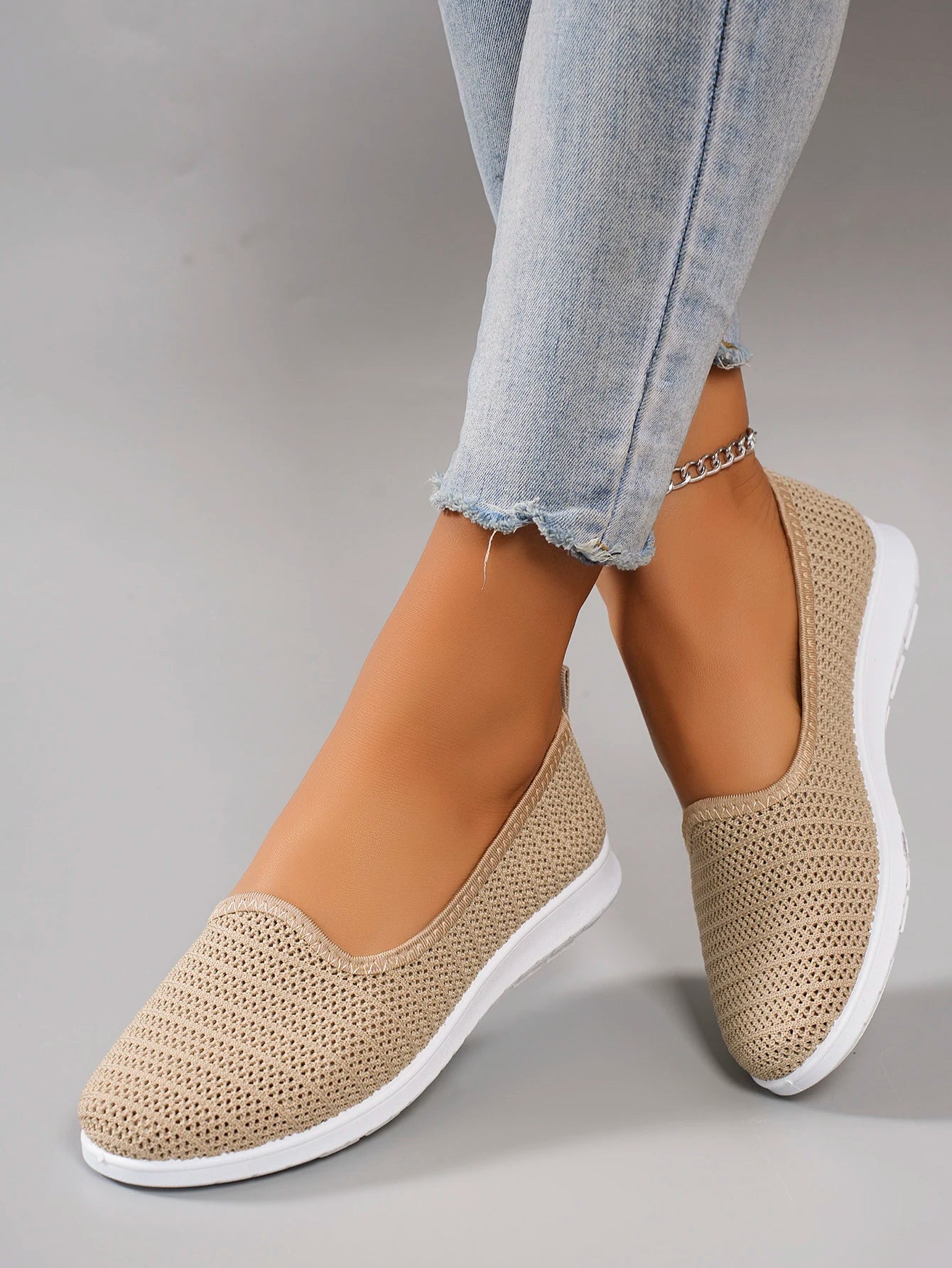 أحذية نسائية صيفية مسطحة شبكية قابلة للتهوية - أحذية رياضية كاجوال