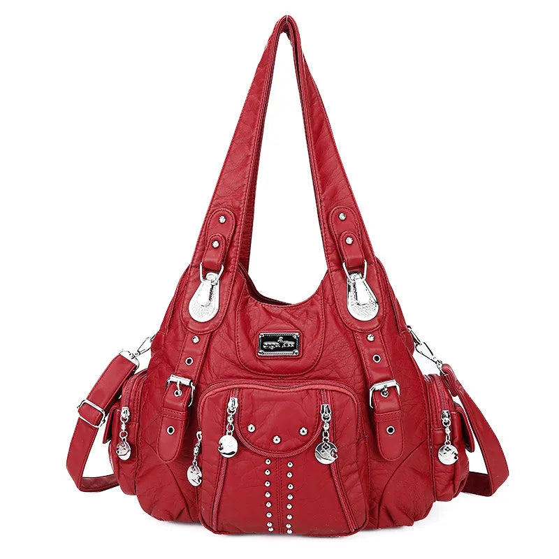 حقيبة يد نسائية من جلد البولي يوريثان من Angel kiss - حقيبة كتف أنيقة، حقيبة كبيرة وحقيبة يد كبيرة