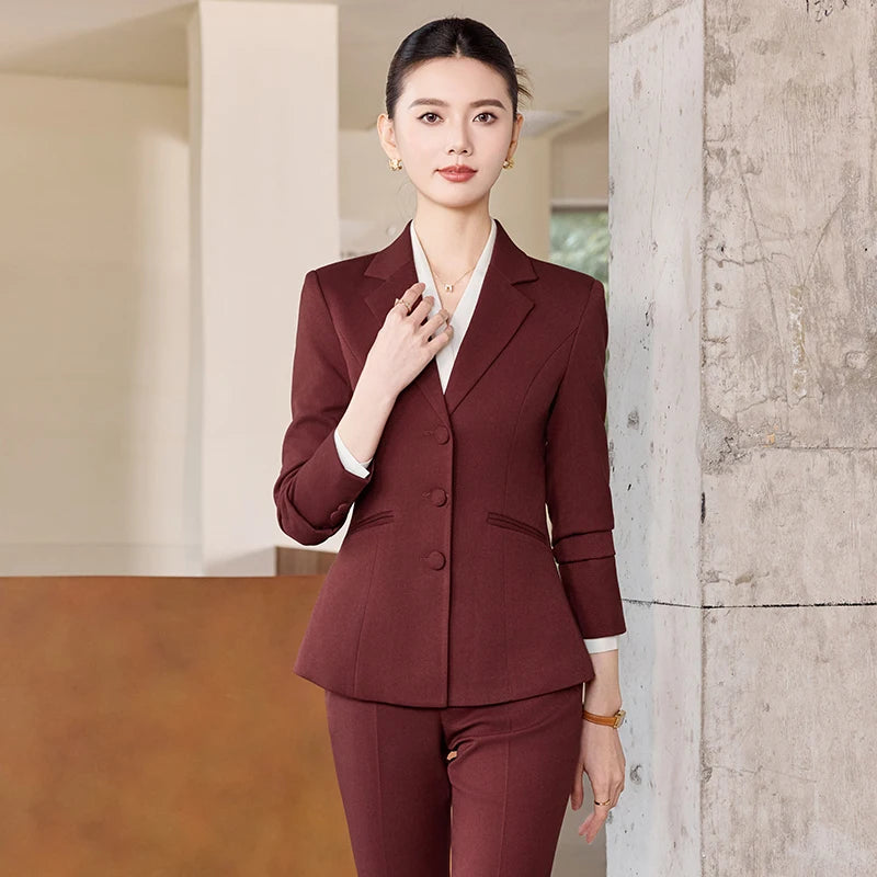 NAVIU Women’s Single Breasted Blazer & Pants Set – Formal Office Career Suit