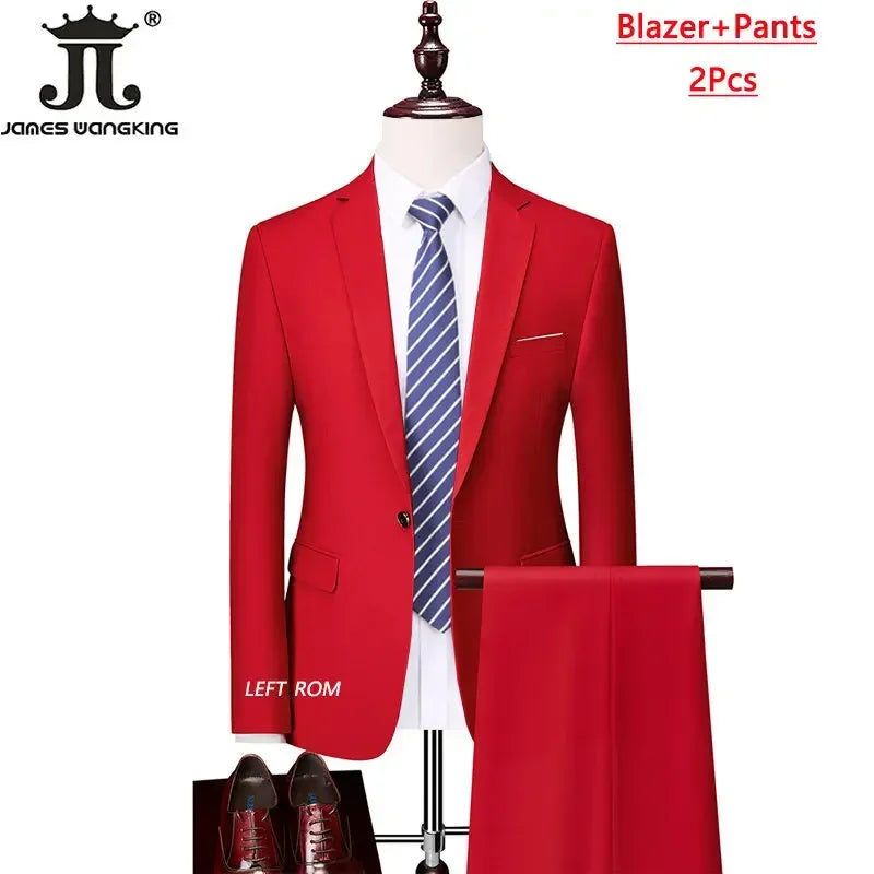 M-6XL 15 Colors Men's 3-Piece Formal Suit – Jacket, Vest & Pants for Business, Groom & Wedding