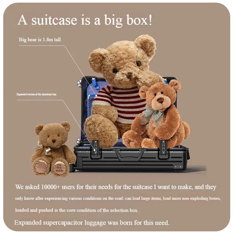 100% Aluminum Magnesium Alloy Travel Luggage | Trolley Suitcase Carry-On with Cup Holder | 20/22/24/26/28 Inch