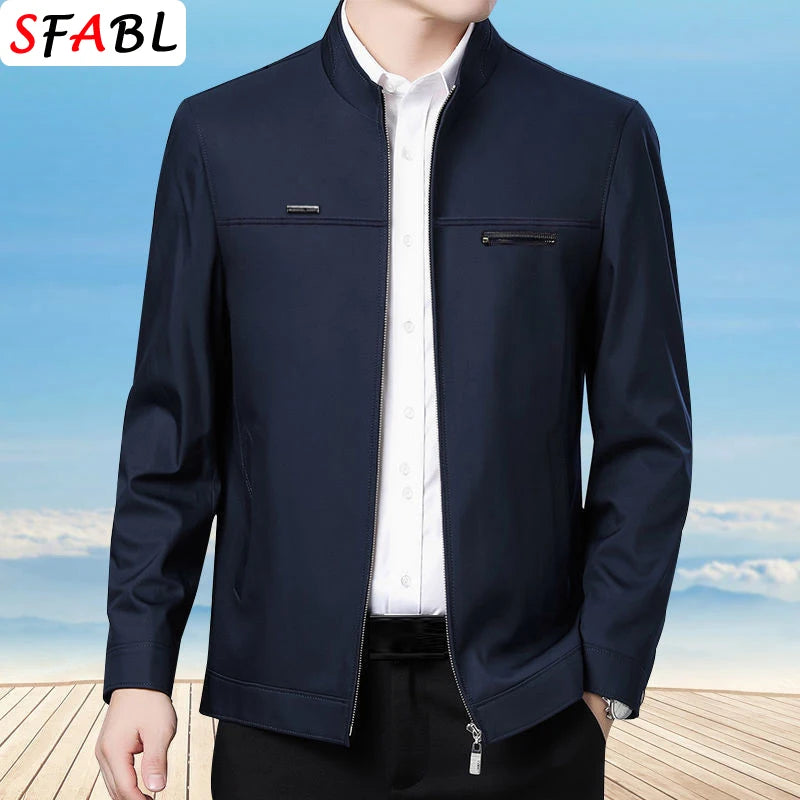 Men’s Solid Luxury Business Jacket – Casual Zipper Blazer Coat for Spring & Autumn (Up to 3XL)