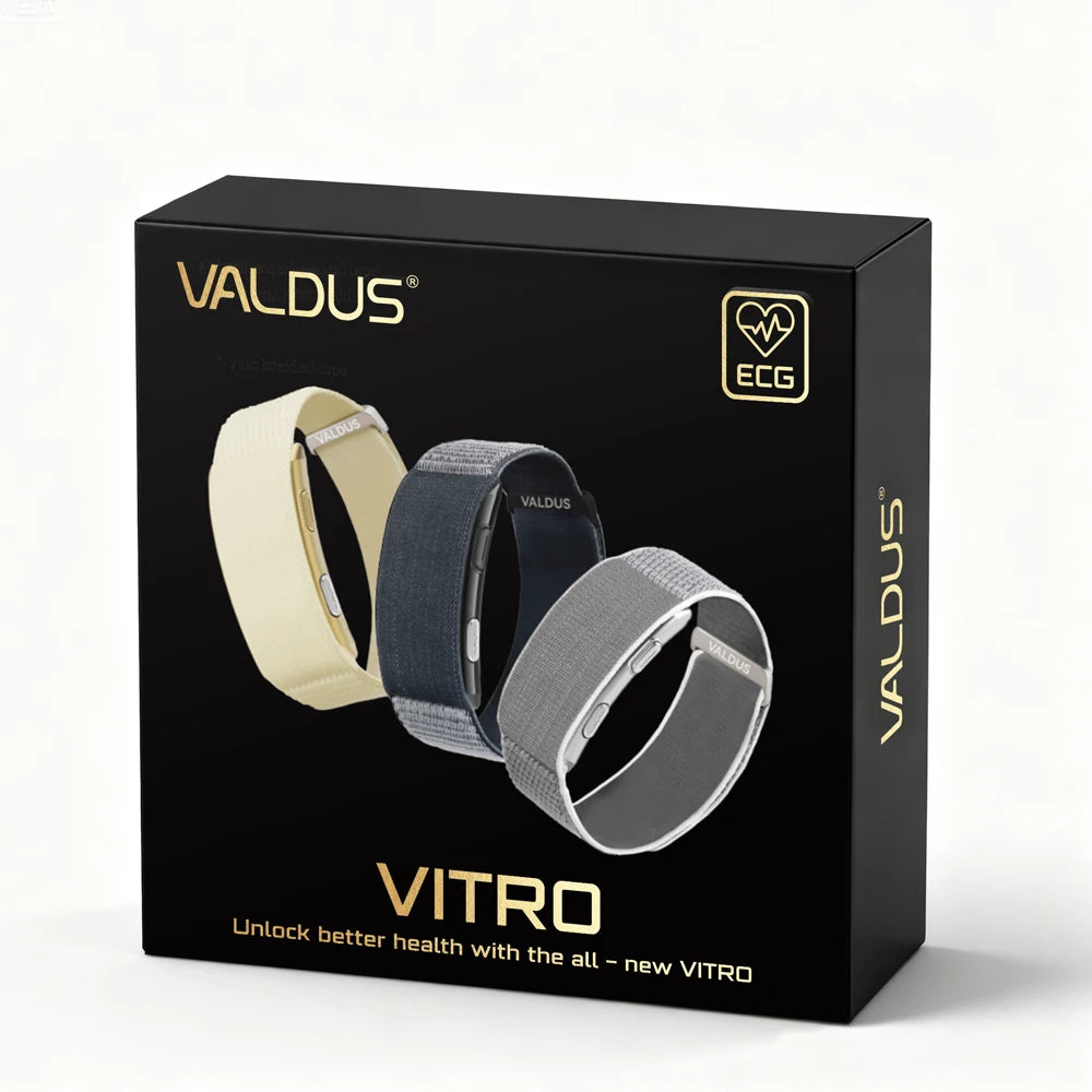 VALDUS 2025 VITRO NO-Screen Smart Bracelet – ECG, SOS, Heart Rate & Blood Pressure Monitor, Sports Fitness, Waterproof