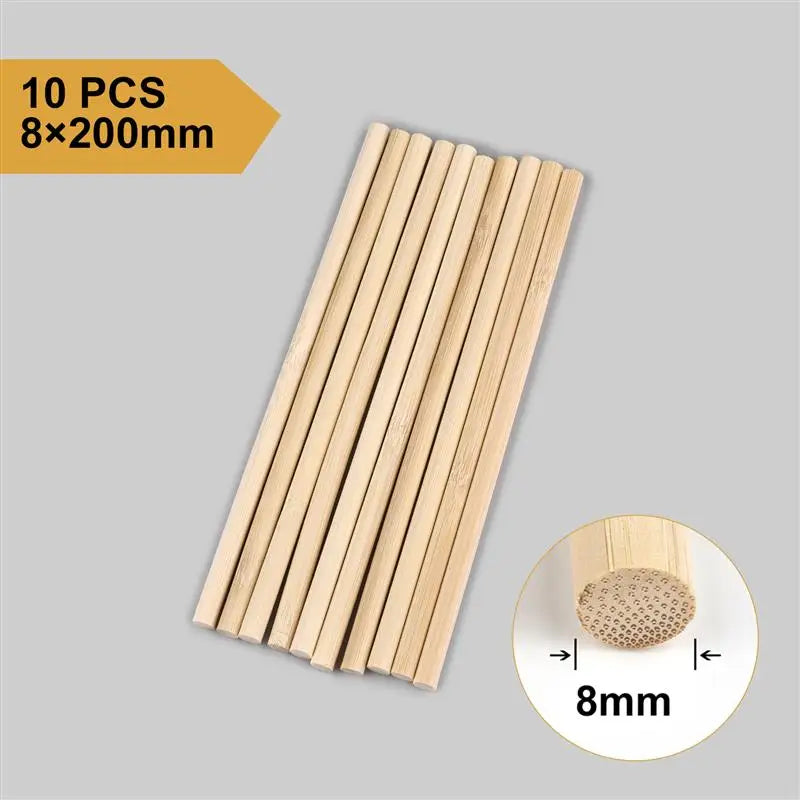 3–8mm Round Natural Wooden Bamboo Sticks – DIY Craft Material for Handmade Projects & Woodworking Supplies