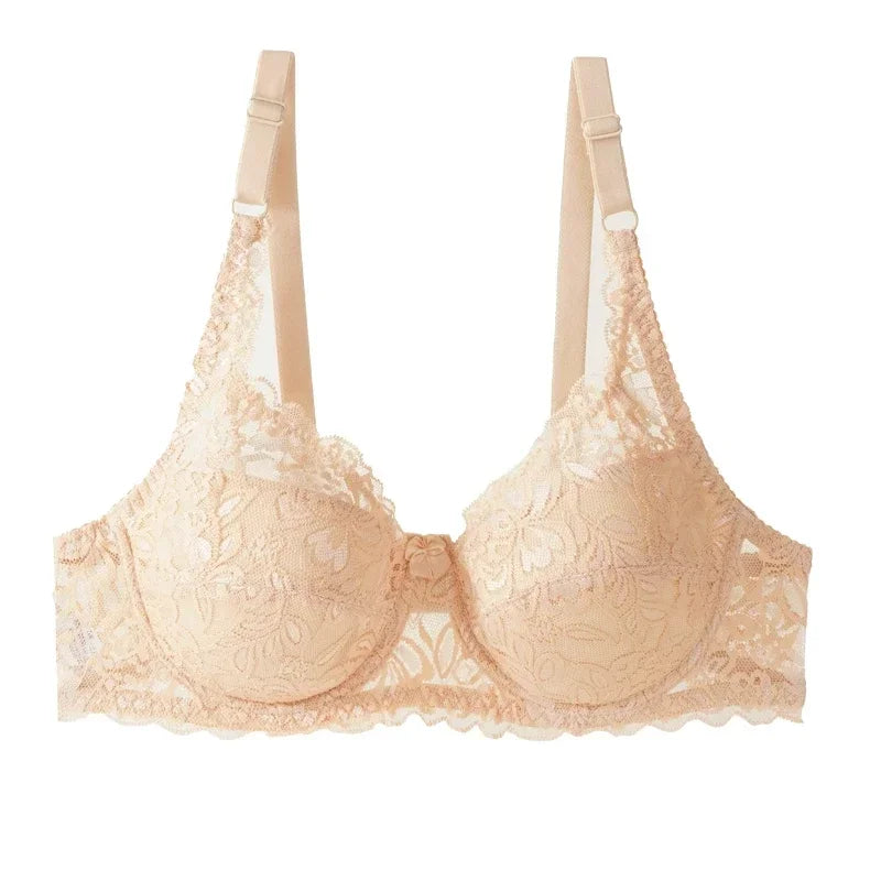 Women’s Sexy Lace Underwire Bra Thin Plus Size Gathering Steel Ring Underwear 36–42 C/D Cup