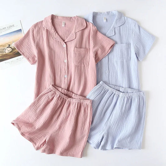 Short Sleeve Pajama Set for Women | Summer Casual 2 Piece Sleepwear Shorts Suit | Thin Fashion Loungewear