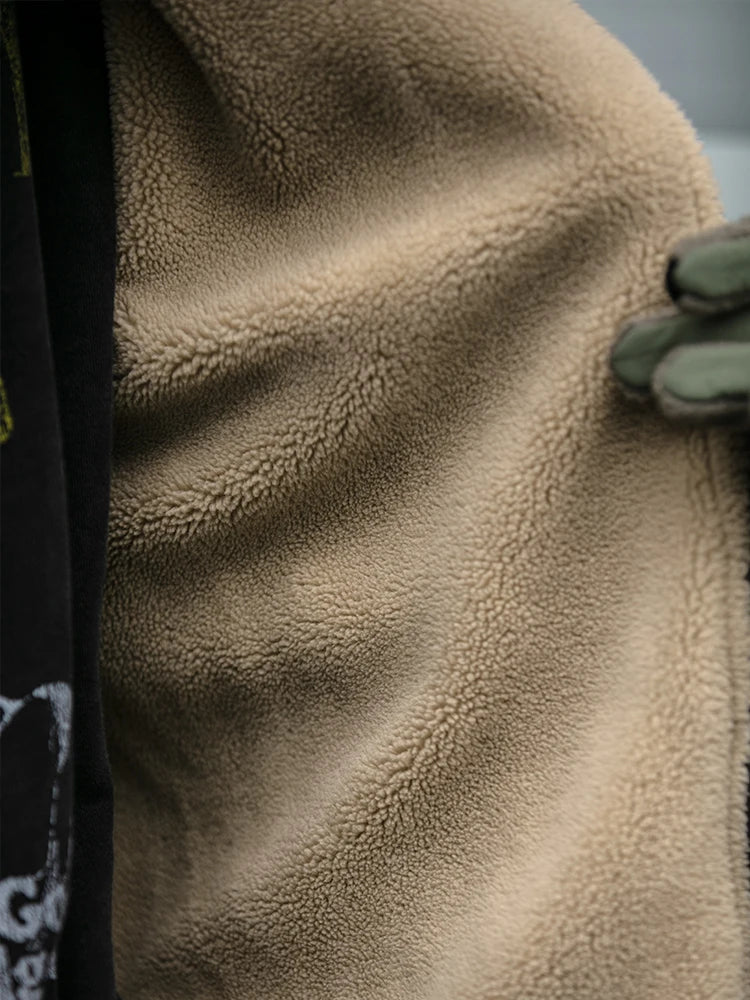 Men’s Japanese Vintage Polar Fleece Jacket – Thick Warm Korean Streetwear Coat for Winter
