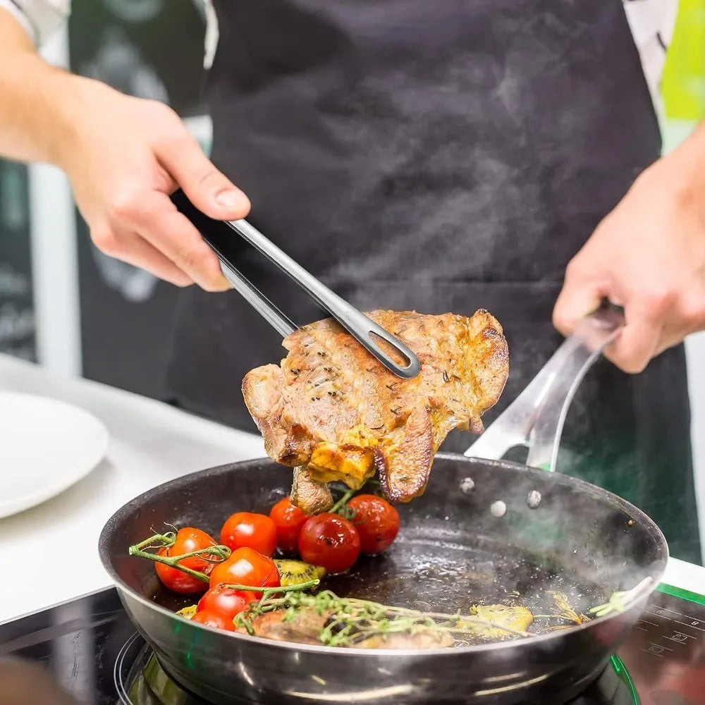 Stainless Steel Korean BBQ Food Clips – Extended Kitchen Tongs for Meat & Vegetables