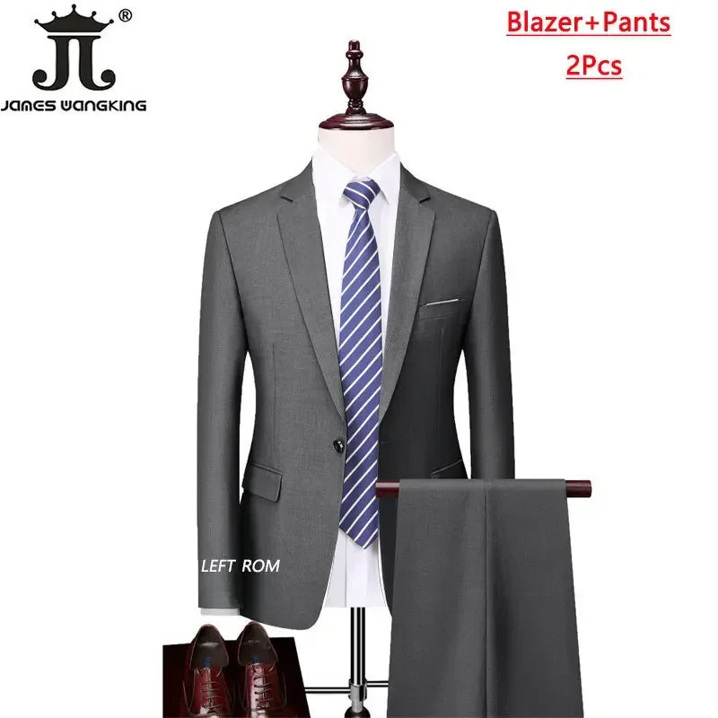M-6XL 15 Colors Men's 3-Piece Formal Suit – Jacket, Vest & Pants for Business, Groom & Wedding