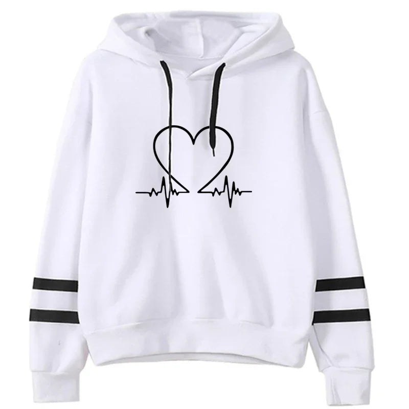 Women’s Casual Sweatshirt – Comfortable Slim Fit Striped Pullover Hoodie for Daily Wear & Jogging