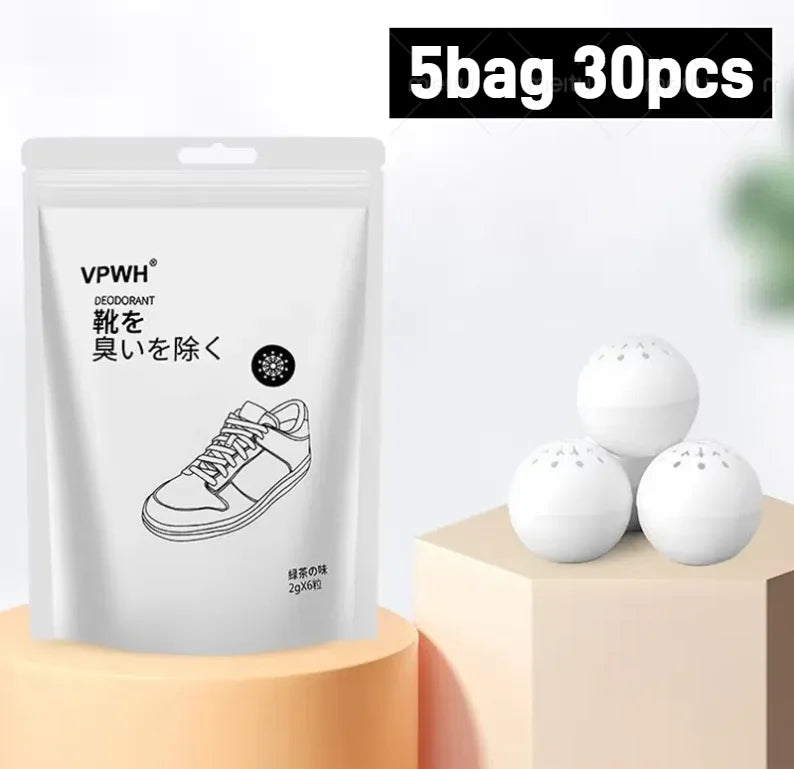 6 كرات مزيلة لرائحة الأحذية - معطر برائحة الفواكه للأحذية والخزائن ومنتجات العناية بالقدمين مع تأثير مزيل للروائح ومعقم