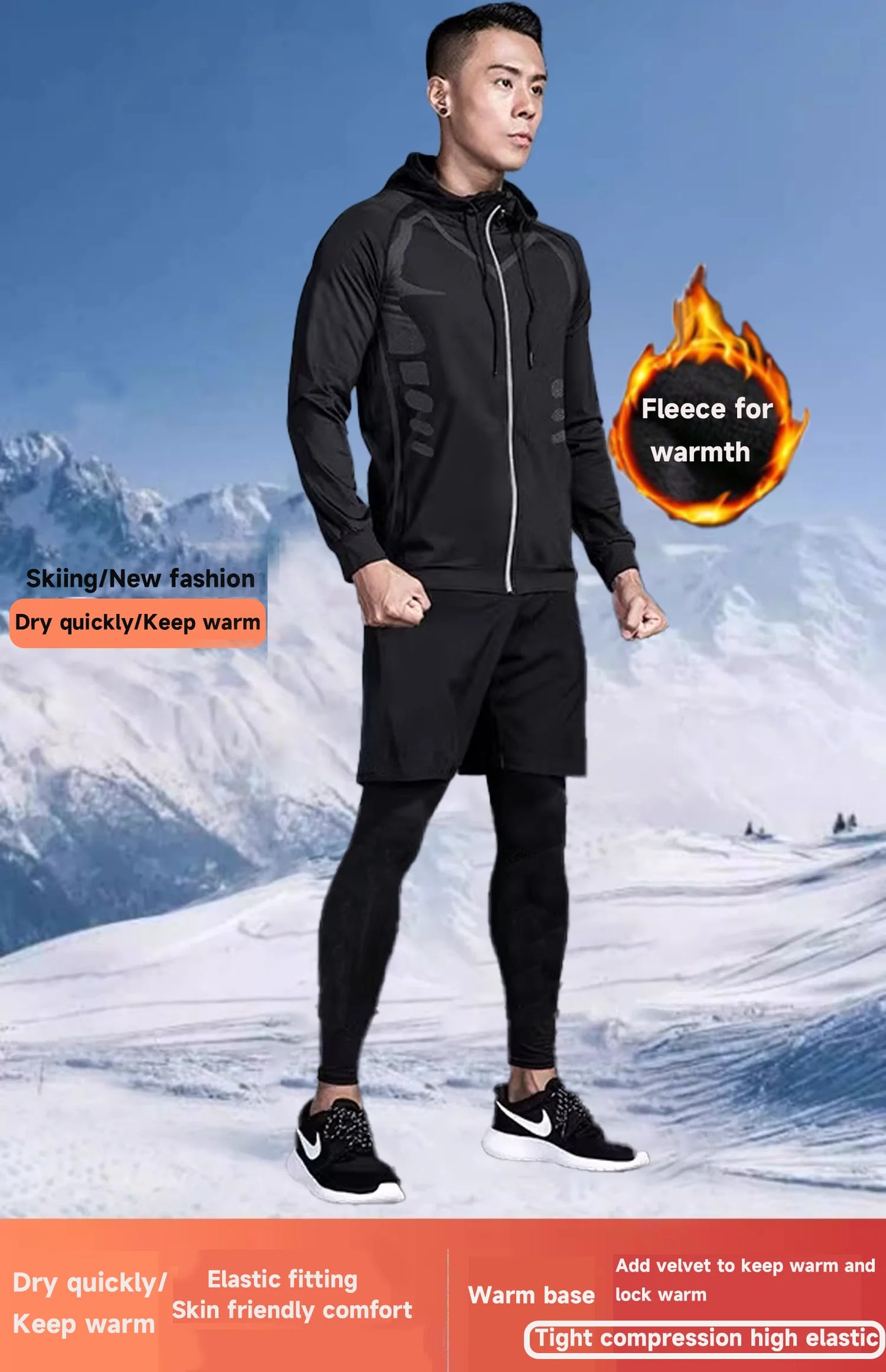 Men's Winter Fitness Set | Warm Compression Sports Underwear – Quick-Dry Running & Training Gear