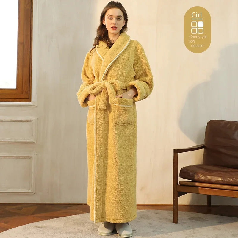 2025 Autumn & Winter Cotton Robe | Thick Comfortable Bathrobe for Men & Women | Large Size Light Luxury Couple Homewear