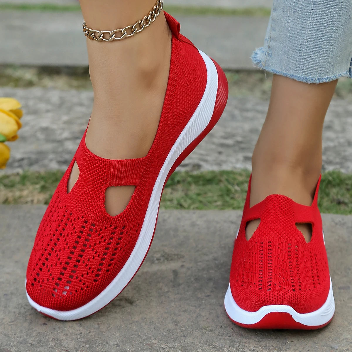 Women’s Summer Casual Sneakers – Lightweight Flat Solid Shoes, Four-Season Everyday Footwear