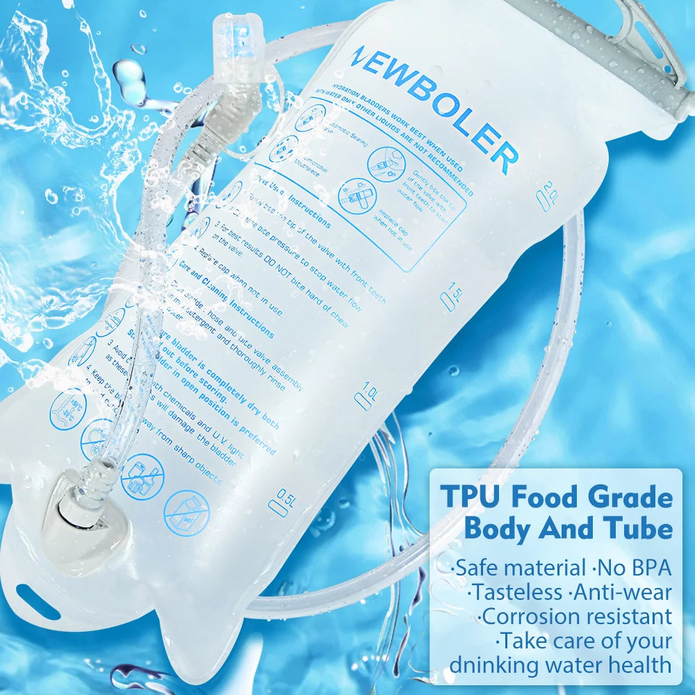 NEWBOLER 1.5L–3L TPU Water Bladder – Folding Hydration Bag for Cycling, Running & Camping