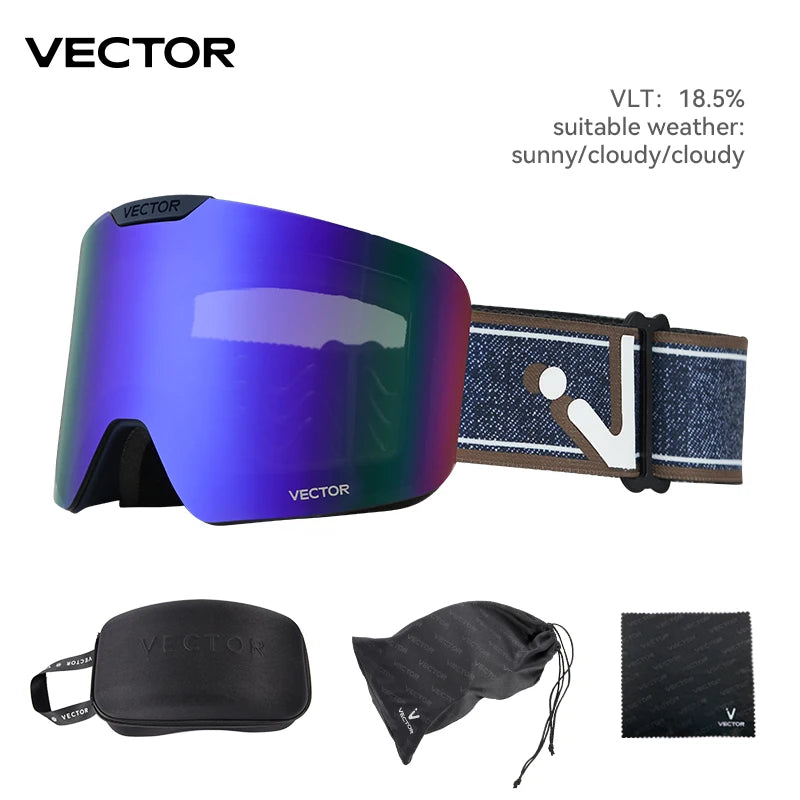 نظارات التزلج VECTOR للأطفال - نظارات تزلج على الجليد UV400 مع قناع تزلج مضاد للضباب للأطفال، وحماية من التزلج والرياضات الثلجية