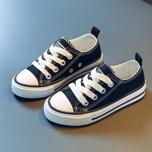 Spring Children’s Low-Top Canvas Shoes – White & Candy Colors | Parent-Child Casual Board Sneakers for Men, Women & Kids