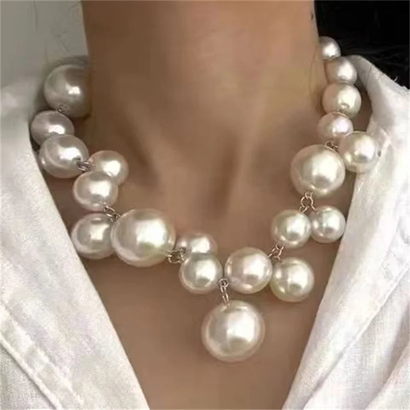 XIALUOKE Vintage Pearl Bead Necklace | Elegant Collarbone Chain for Women | Bride Wedding Pendant Jewelry
