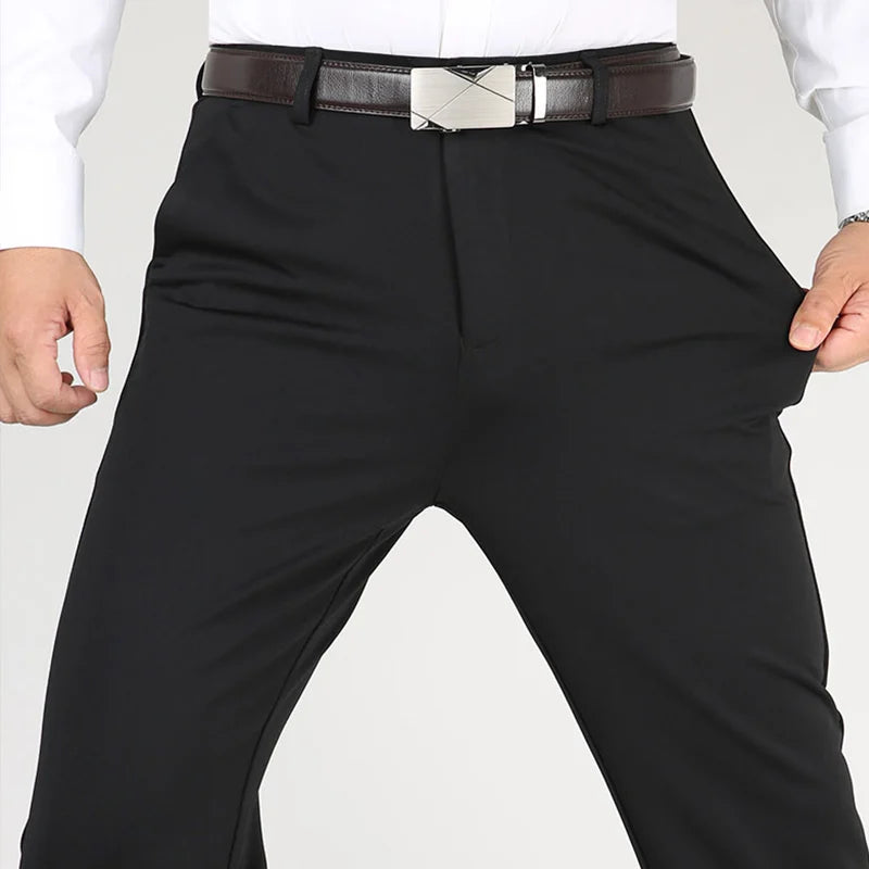 Men's Summer Business Casual Suit Pants – Elastic Straight Formal Pants Plus Size 28-42