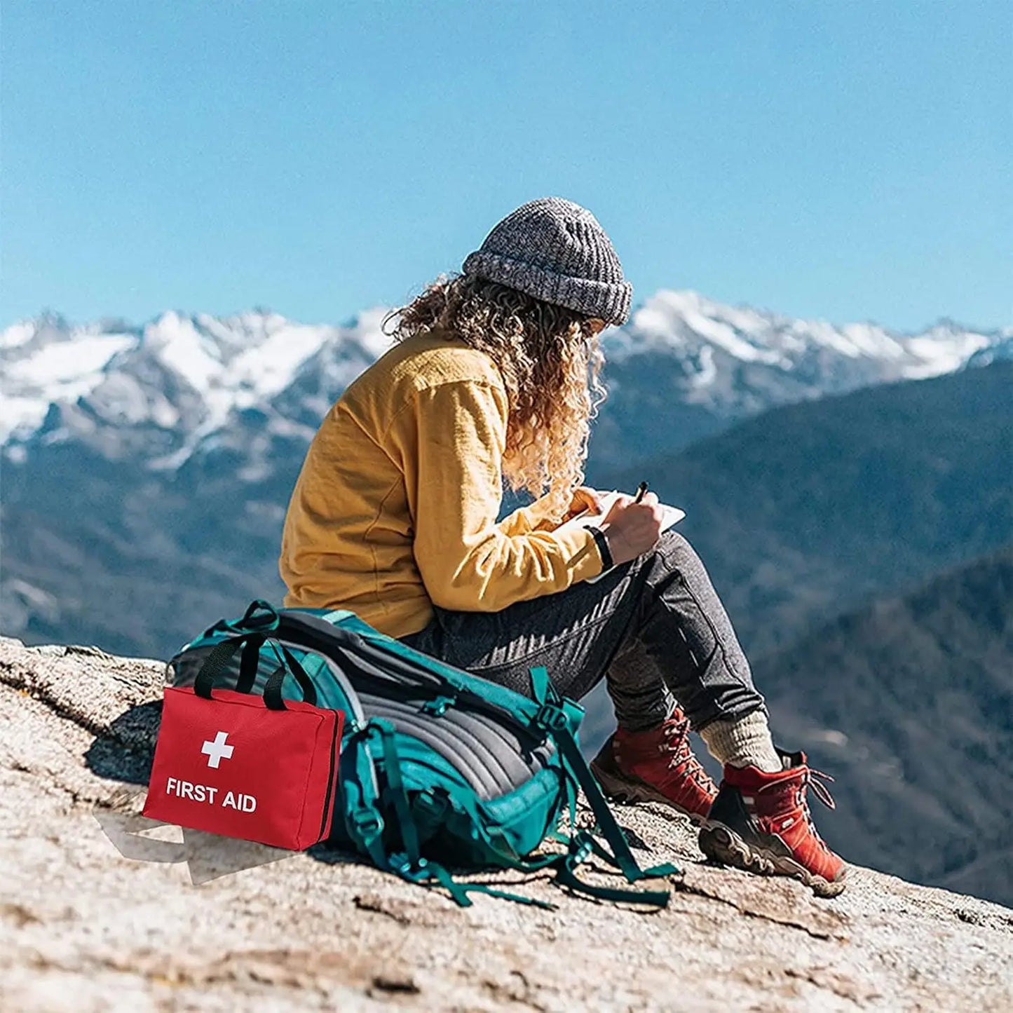 مجموعة إسعافات أولية من ٢١٠ قطع - حقيبة طبية متعددة الأغراض للطوارئ المنزلية والسيارة والمكتبية والاستخدام الخارجي