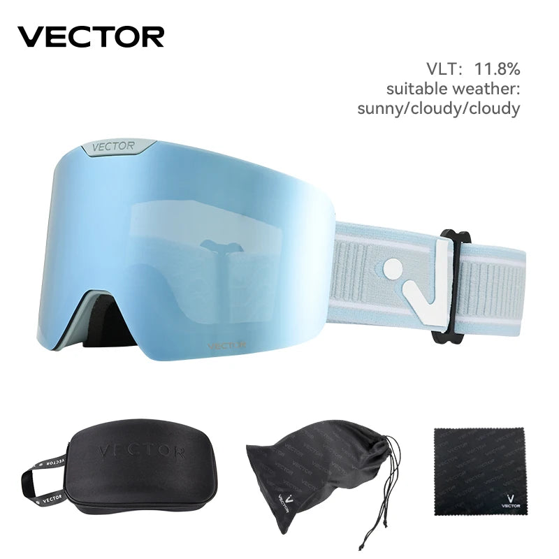 نظارات التزلج VECTOR للأطفال - نظارات تزلج على الجليد UV400 مع قناع تزلج مضاد للضباب للأطفال، وحماية من التزلج والرياضات الثلجية