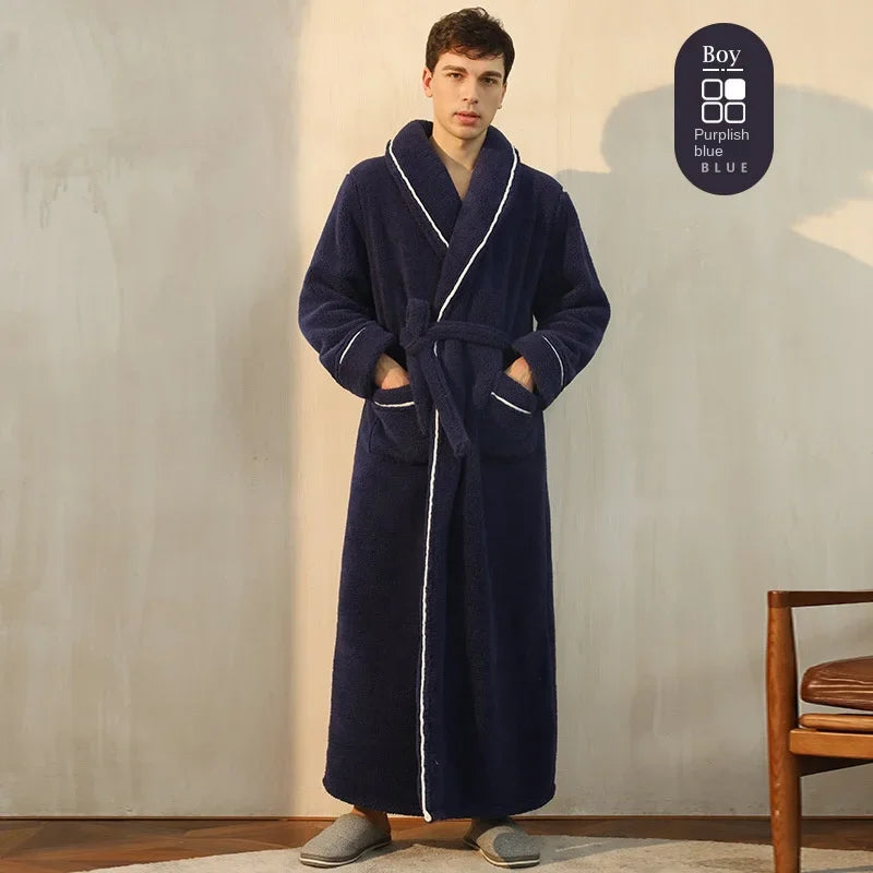 2025 Autumn & Winter Cotton Robe | Thick Comfortable Bathrobe for Men & Women | Large Size Light Luxury Couple Homewear