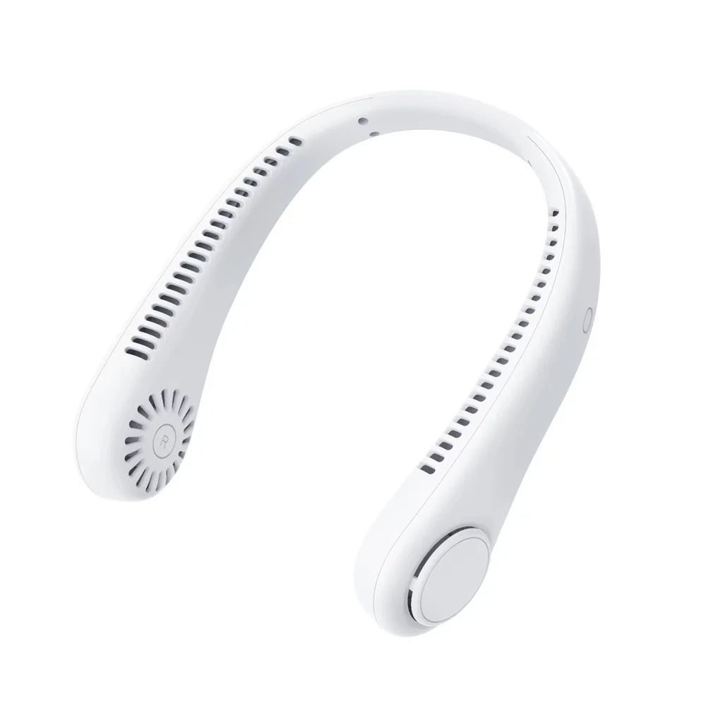 مروحة رقبة صغيرة - مروحة محمولة بدون شفرات، قابلة لإعادة الشحن بقوة 1200 مللي أمبير/ساعة، ومبرد هواء بثلاث سرعات