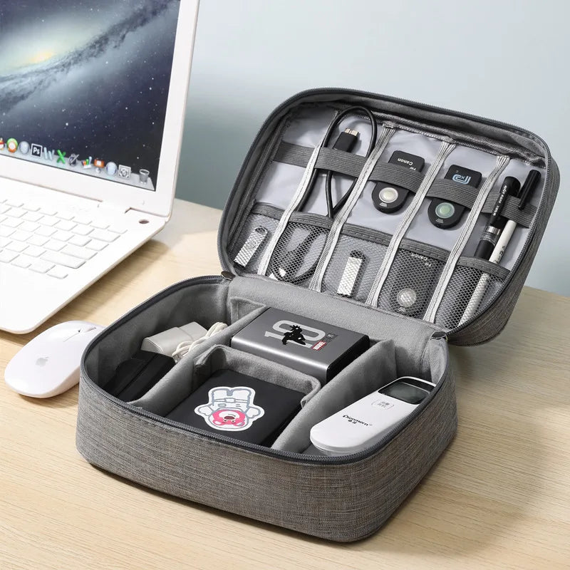 Cable Storage Bag | Waterproof Digital Electronic Organizer for USB, Chargers & Plugs | Portable Travel Cable Organizer