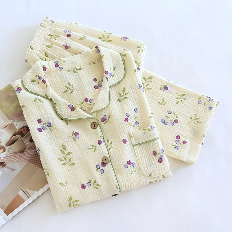 2025 Winter Women's Pajama Set | 100% Cotton Plus Size Floral Print Sleepwear | Comfortable Autumn Home Loungewear