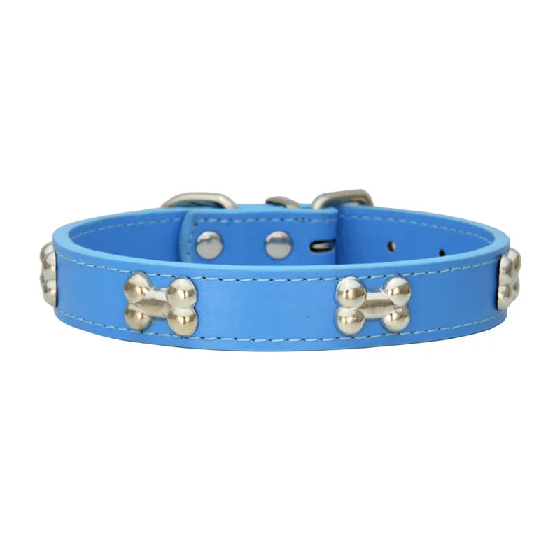 Durable Bone Leather Dog Collar – Adjustable Puppy & Small to Large Dog Collar, Suitable for Cats & Chihuahuas