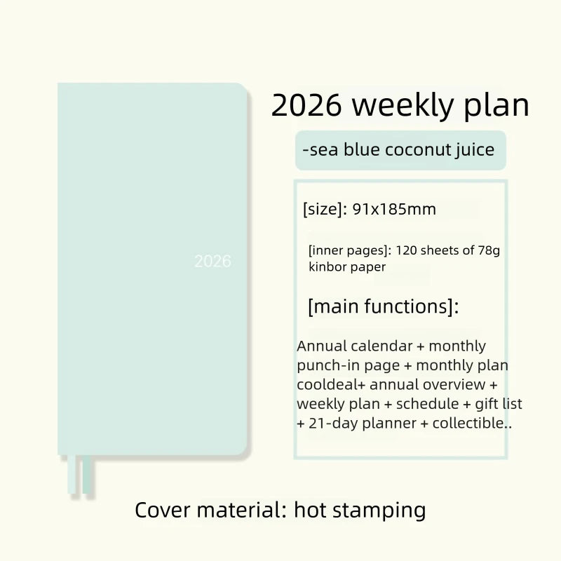 Kinbor 2026 Pocket Weekly Planner – Pocket Size Schedule Notebook Week Plan Notepad for Daily Writing