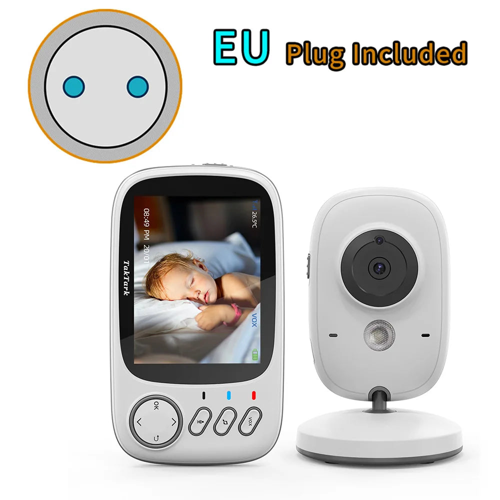 TakTark 3.2” Wireless Video Baby Monitor – Night Vision, Two-Way Intercom, Temperature Monitoring, Nanny Surveillance Camera