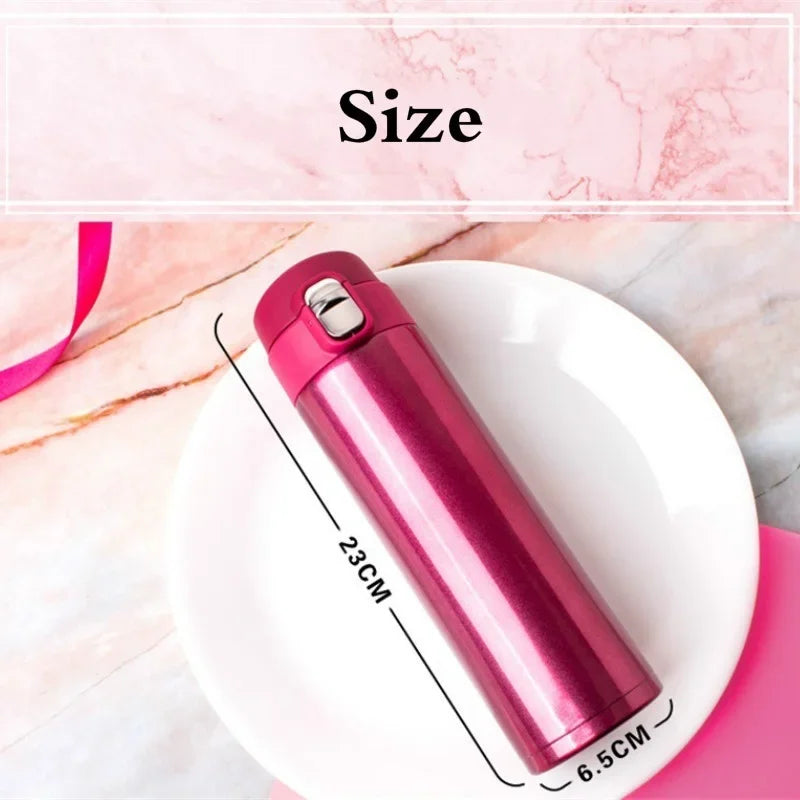 500ML Stainless Steel Vacuum Flask – Bouncing Cover Thermos Cup for Coffee, Tea, Milk & Water