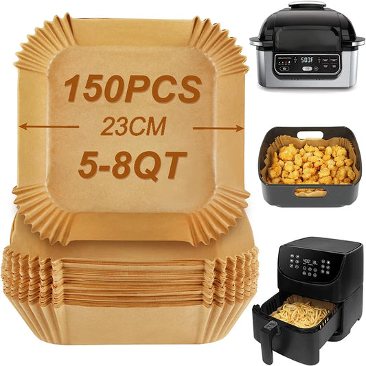 بطانات ورقية للاستخدام مرة واحدة في مقلاة الهواء - صواني خبز غير لاصقة مربعة ودائرية لكوسوري ونينجا