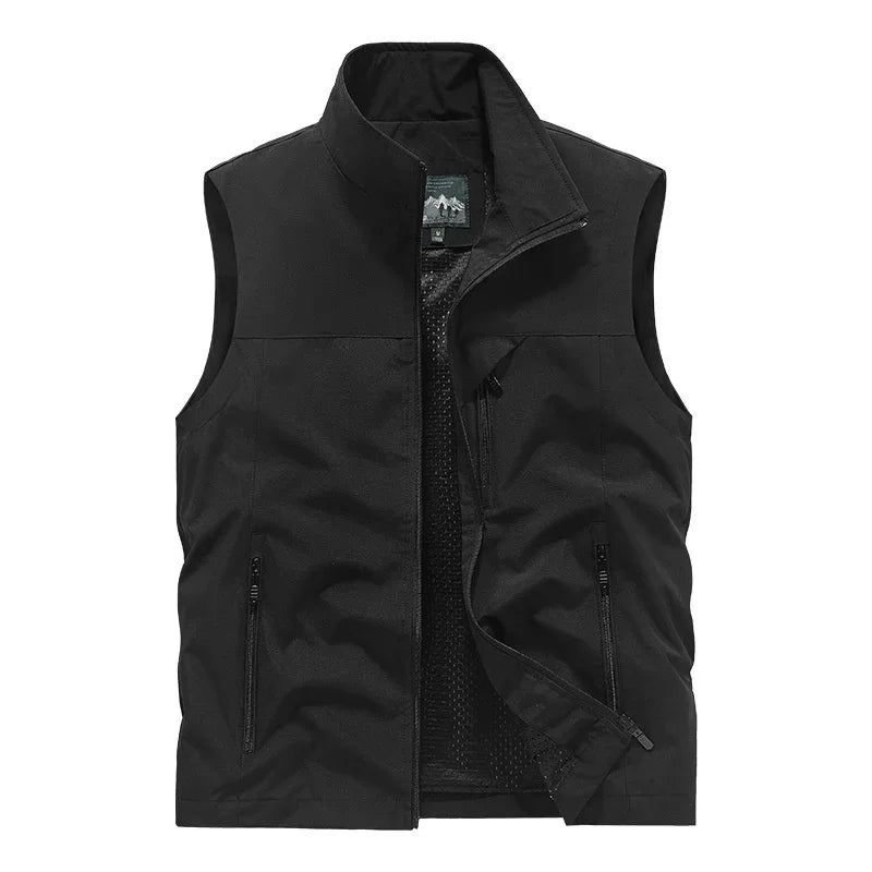 2025 Men’s Fashion Vest – Windproof Solid Sleeveless Waterproof Biker & Outdoor Jacket