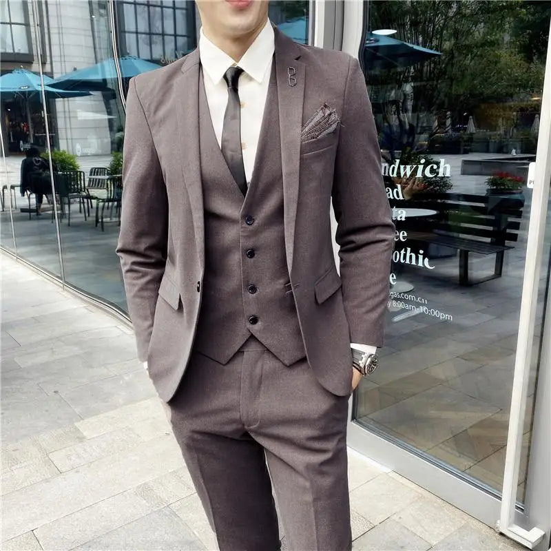 2023 Men's British Fashion 3-Piece Slim Fit Suit – Trendy Banquet Outfit