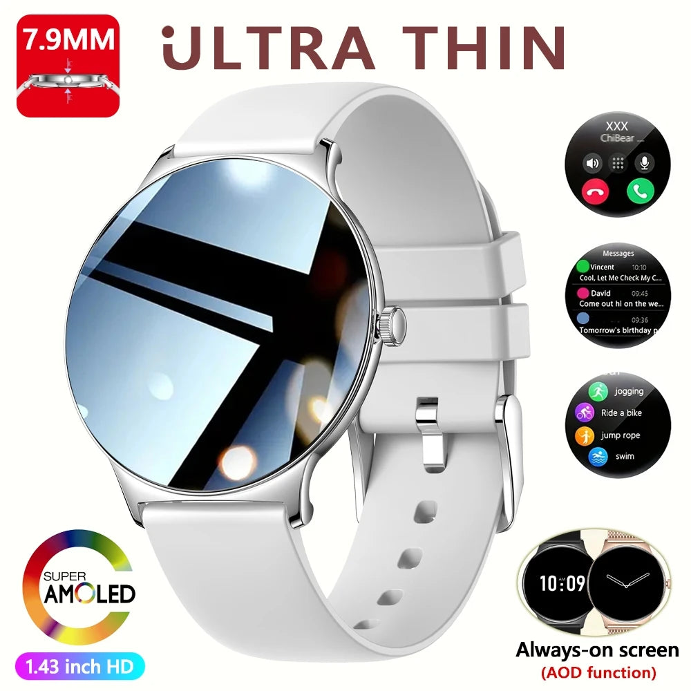 Ultra Thin Smart Watch for Women – Always-On Display, Bluetooth Call, Sports Bracelet, Fashion Smartwatch for Huawei & Xiaomi