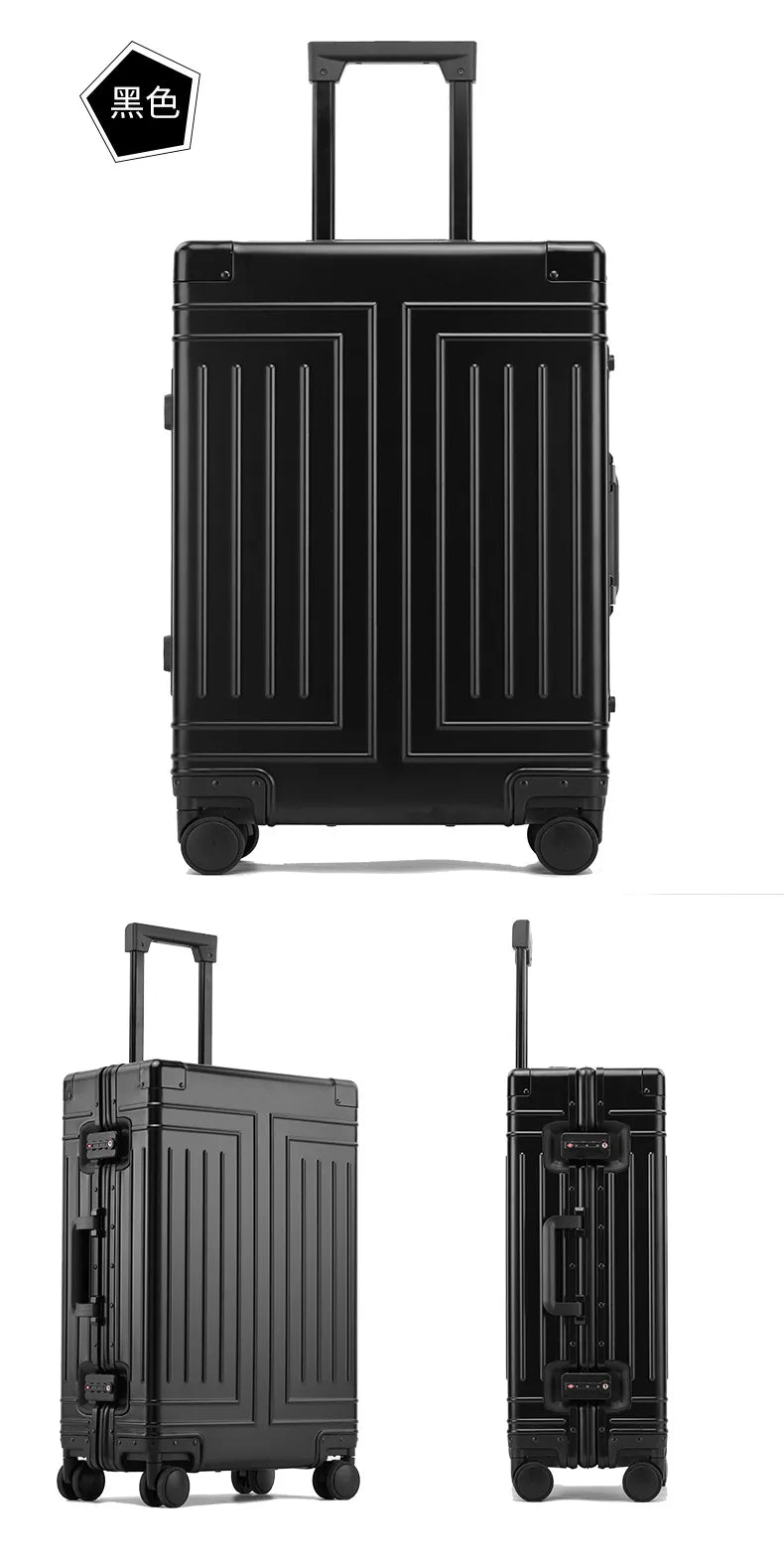 Durable Aluminum Luggage Sets | 100% Aluminum Suitcase with Wheels for Men & Women | Cabin Carry-On Travel 20/24/26/28 Inch