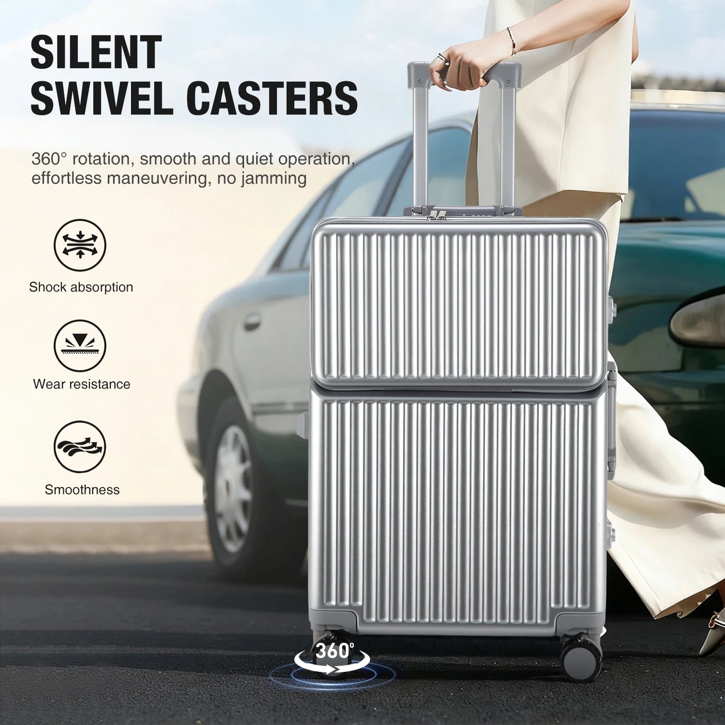 AIWEINY 2025 Aluminum Frame Suitcase | PC Hard Shell Pressure-Resistant Travel Luggage with TSA Lock & 360° Silent Wheels