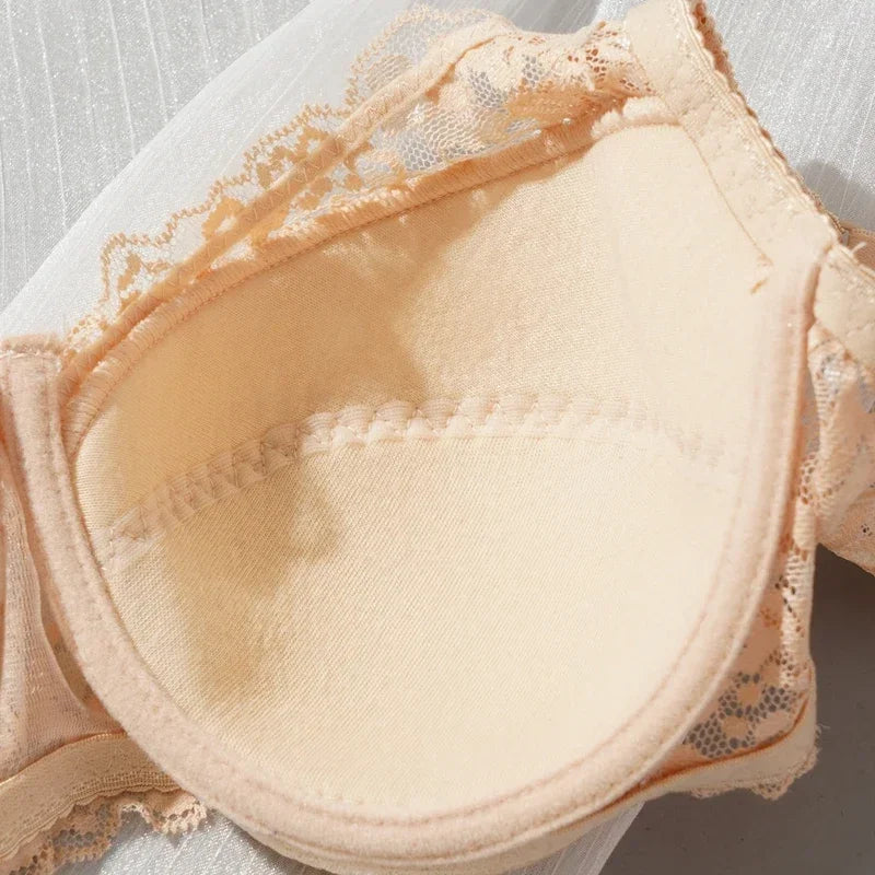 Women’s Sexy Lace Underwire Bra Thin Plus Size Gathering Steel Ring Underwear 36–42 C/D Cup