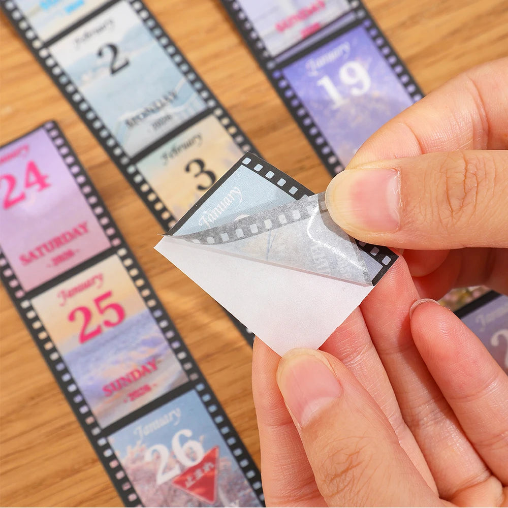 2026 Washi Tape Calendar – Vintage Film Daily Pull-Out Sticker Calendar with 365-Day Aesthetic Tape