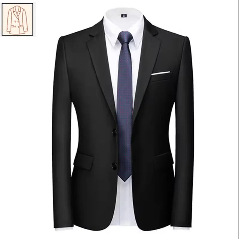 2025 Men's Business Casual Suit – Solid Color Formal Wedding & Prom Tuxedo Set