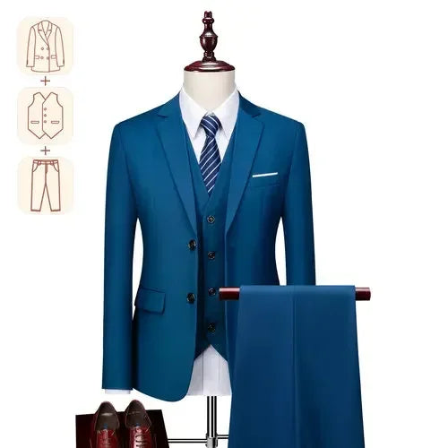 2025 Men's Business Casual Suit – Solid Color Formal Wedding & Prom Tuxedo Set