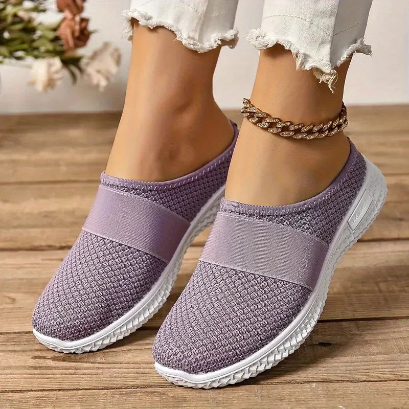 Women’s Solid Color Mules – Soft Sole Platform Slip-On Walking Shoes