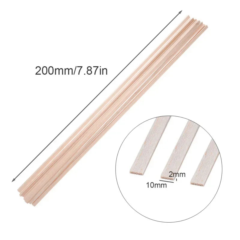 20–50pcs Balsa Wood Sticks – Square Craft Rods for DIY Model Building, Carving & Handicraft Making