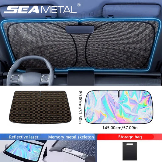 SEAMETAL Foldable Car Windshield Sun Shade Cover 5-Layer Thicken Sun Protection Curtain Car Front Window UV Reflective Sunshade